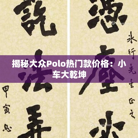 揭秘大众Polo热门款价格：小车大乾坤