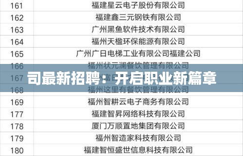 司最新招聘：开启职业新篇章