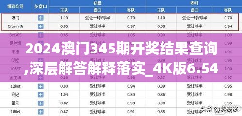 2024澳门345期开奖结果查询,深层解答解释落实_4K版6.540