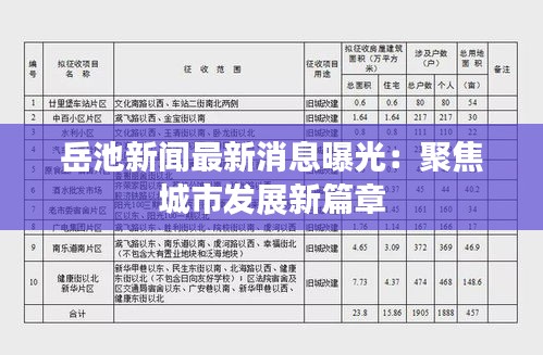 岳池新闻最新消息曝光：聚焦城市发展新篇章