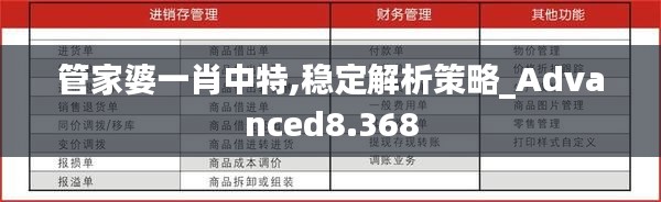 管家婆一肖中特,稳定解析策略_Advanced8.368