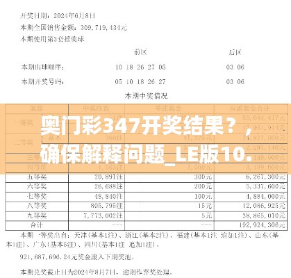 奥门彩347开奖结果？,确保解释问题_LE版10.539