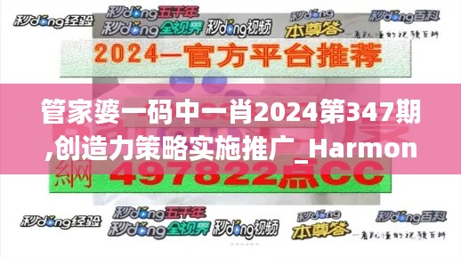 管家婆一码中一肖2024第347期,创造力策略实施推广_Harmony款6.401