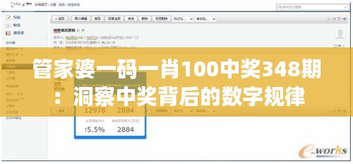 管家婆一码一肖100中奖348期：洞察中奖背后的数字规律