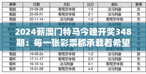 2024薪澳门特马今晚开奖348期：每一张彩票都承载着希望