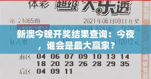 新澳今晚开奖结果查询：今夜，谁会是最大赢家？