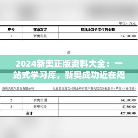 2024新奥正版资料大全：一站式学习库，新奥成功近在咫尺