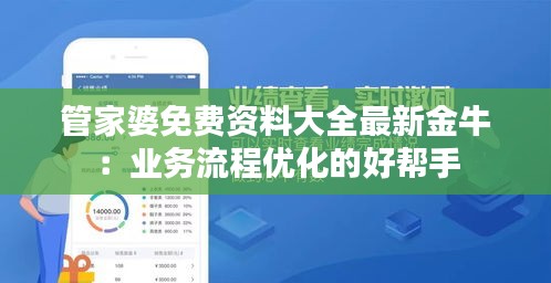 管家婆免费资料大全最新金牛：业务流程优化的好帮手