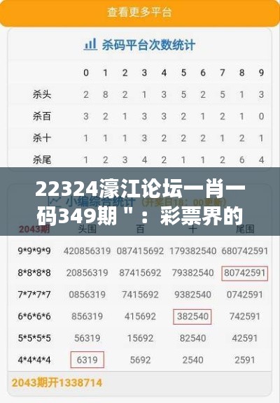 22324濠江论坛一肖一码349期＂：彩票界的数字革命