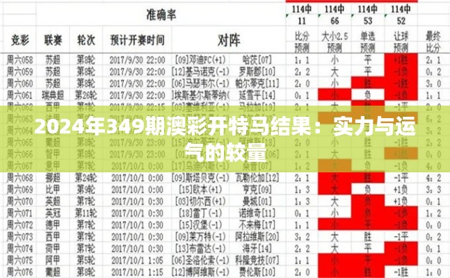 2024年349期澳彩开特马结果：实力与运气的较量