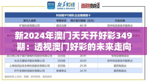 新2024年澳门天天开好彩349期：透视澳门好彩的未来走向