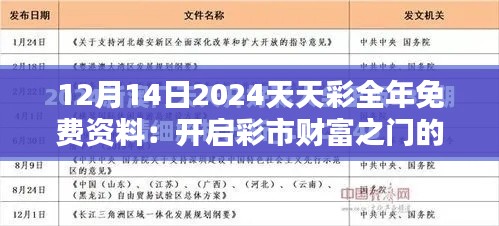 12月14日2024天天彩全年免费资料：开启彩市财富之门的金钥匙