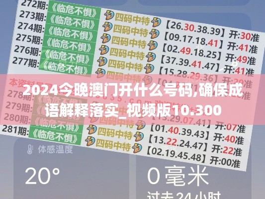 2024今晚澳门开什么号码,确保成语解释落实_视频版10.300