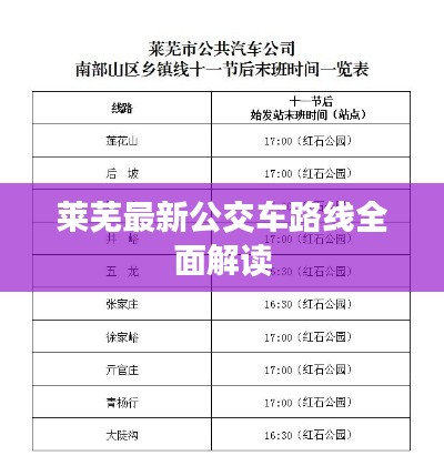 莱芜最新公交车路线全面解读