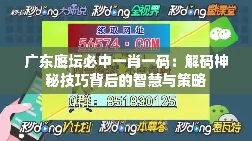 广东鹰坛必中一肖一码：解码神秘技巧背后的智慧与策略