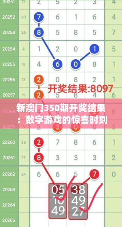 新澳门350期开奖结果：数字游戏的惊喜时刻