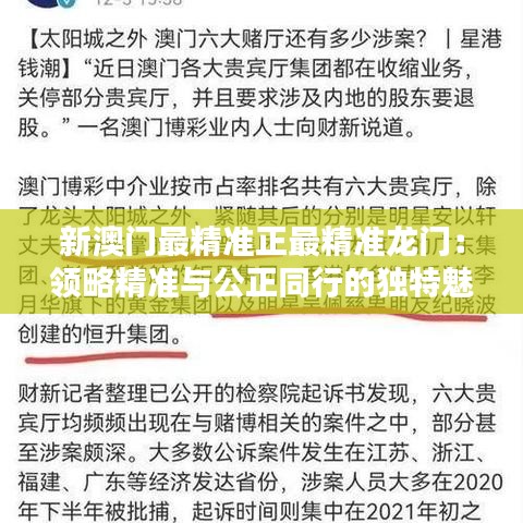 新澳门最精准正最精准龙门：领略精准与公正同行的独特魅力