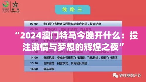 “2024澳门特马今晚开什么：投注激情与梦想的辉煌之夜”