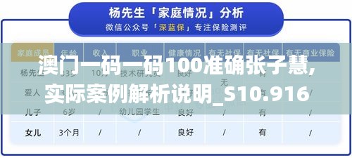 澳门一码一码100准确张子慧,实际案例解析说明_S10.916