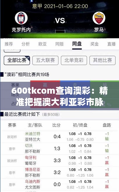 600tkcom查询澳彩：精准把握澳大利亚彩市脉搏的新利器