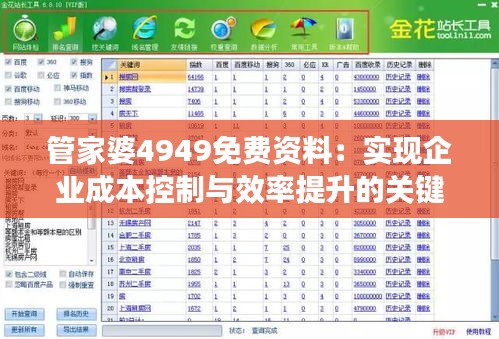 管家婆4949免费资料：实现企业成本控制与效率提升的关键工具