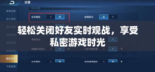 轻松关闭好友实时观战，享受私密游戏时光