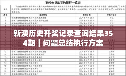 新澳历史开奖记录查询结果354期｜问题总结执行方案