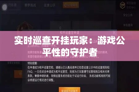 实时巡查开挂玩家：游戏公平性的守护者