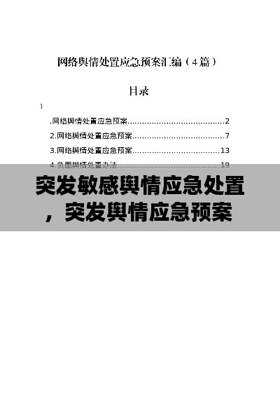 突发敏感舆情应急处置，突发舆情应急预案 